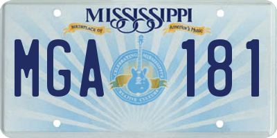 MS license plate MGA181