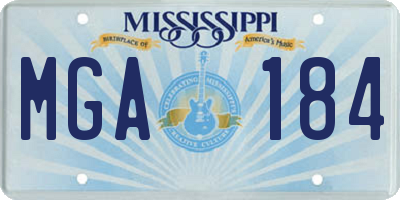MS license plate MGA184