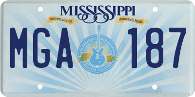 MS license plate MGA187