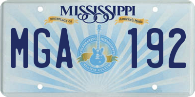 MS license plate MGA192