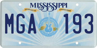 MS license plate MGA193
