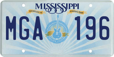MS license plate MGA196
