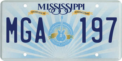 MS license plate MGA197