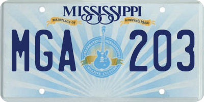 MS license plate MGA203