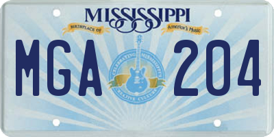 MS license plate MGA204