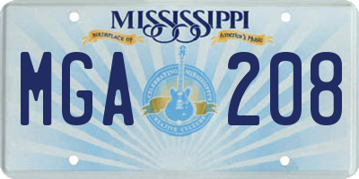 MS license plate MGA208