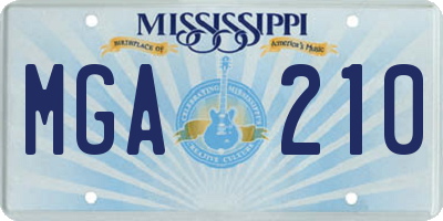 MS license plate MGA210
