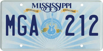 MS license plate MGA212