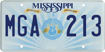 MS license plate MGA213
