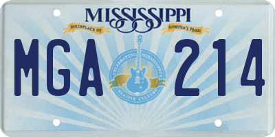 MS license plate MGA214