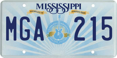 MS license plate MGA215