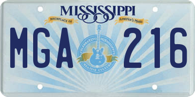 MS license plate MGA216