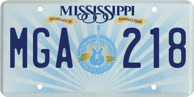 MS license plate MGA218