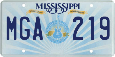 MS license plate MGA219
