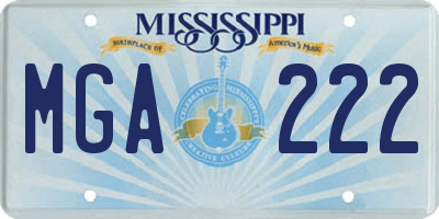 MS license plate MGA222