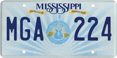 MS license plate MGA224