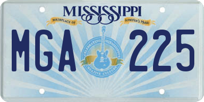 MS license plate MGA225
