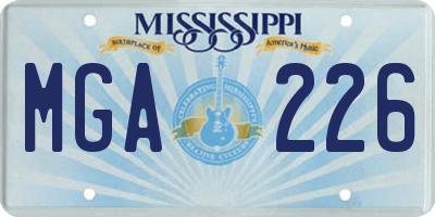 MS license plate MGA226