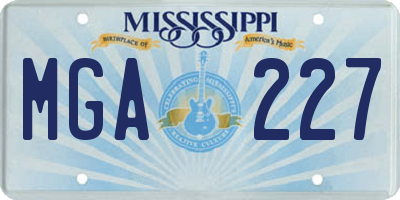 MS license plate MGA227