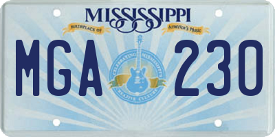 MS license plate MGA230