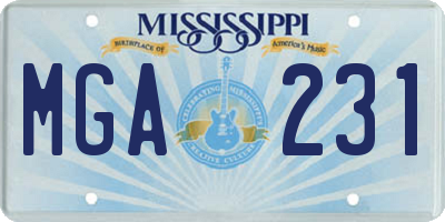 MS license plate MGA231