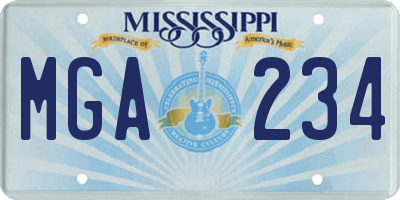 MS license plate MGA234