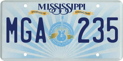 MS license plate MGA235