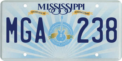 MS license plate MGA238