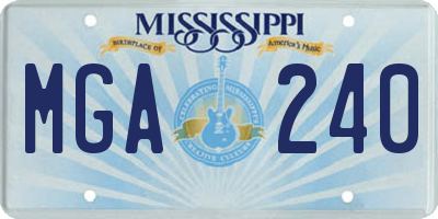 MS license plate MGA240