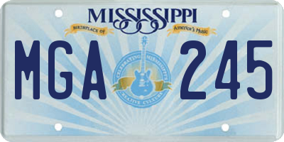 MS license plate MGA245