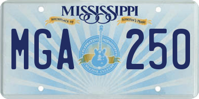 MS license plate MGA250
