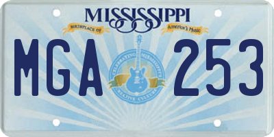 MS license plate MGA253