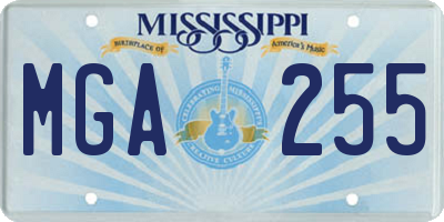 MS license plate MGA255