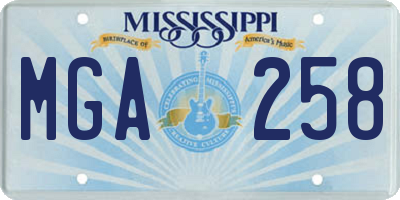MS license plate MGA258