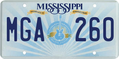MS license plate MGA260