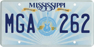 MS license plate MGA262