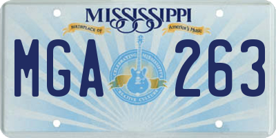 MS license plate MGA263