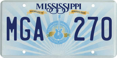 MS license plate MGA270