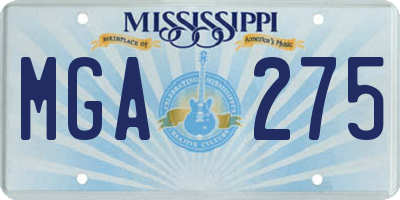 MS license plate MGA275