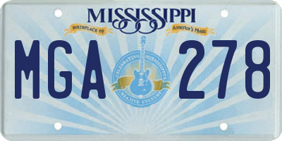 MS license plate MGA278