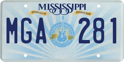 MS license plate MGA281