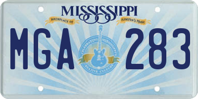 MS license plate MGA283