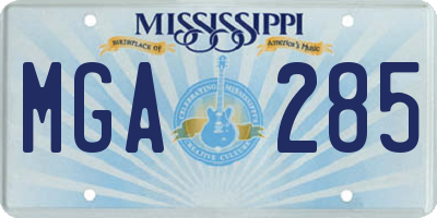 MS license plate MGA285