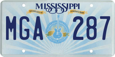 MS license plate MGA287