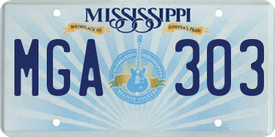 MS license plate MGA303