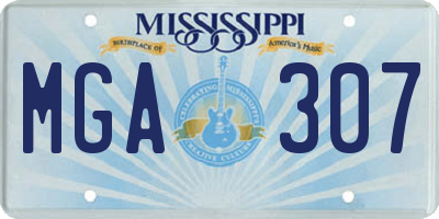 MS license plate MGA307