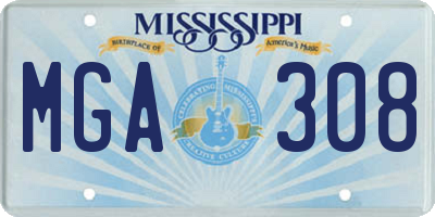 MS license plate MGA308