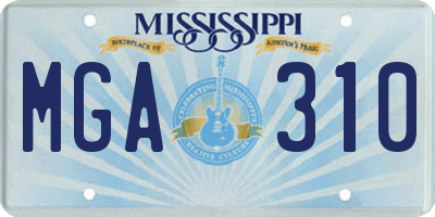 MS license plate MGA310