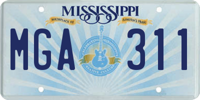 MS license plate MGA311