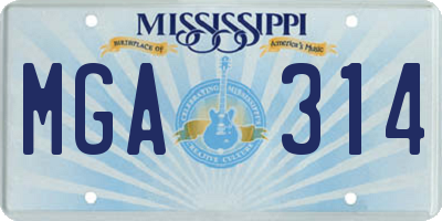 MS license plate MGA314